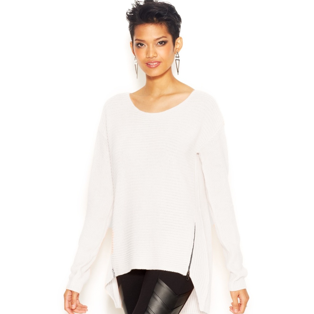 Bar III Long Sleeve Double Zippered Knit Sweater